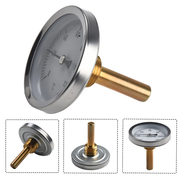 Fixed Thread Thermometer 1/2 BSPT TAPER Thread Rear Entry Metal Thermometer 63mm Dial Hot Water ...