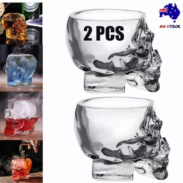 2X Crystal Vodka Whiskey Shot Skull Head Glass Cup Drinkware For Home Party 2