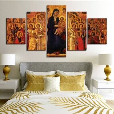5Pcs Wall Art Canvas Painting Picture Home Decor Modern Abstract Mary Baby Jesus