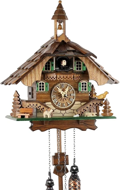 Orologio cucù della Foresta Nera in vero legno con meccanismo al quarzo azionato