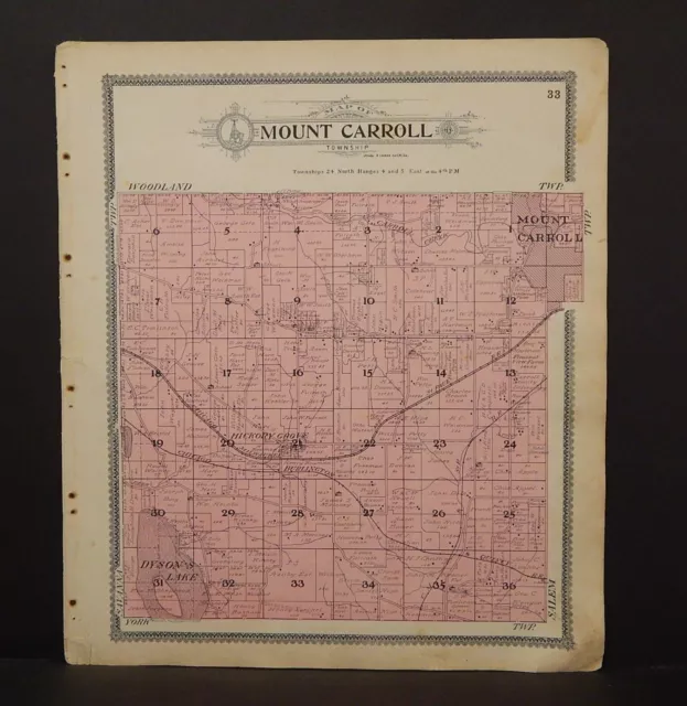 Illinois Carroll County Map Mount Carroll Township 1908   L11#76