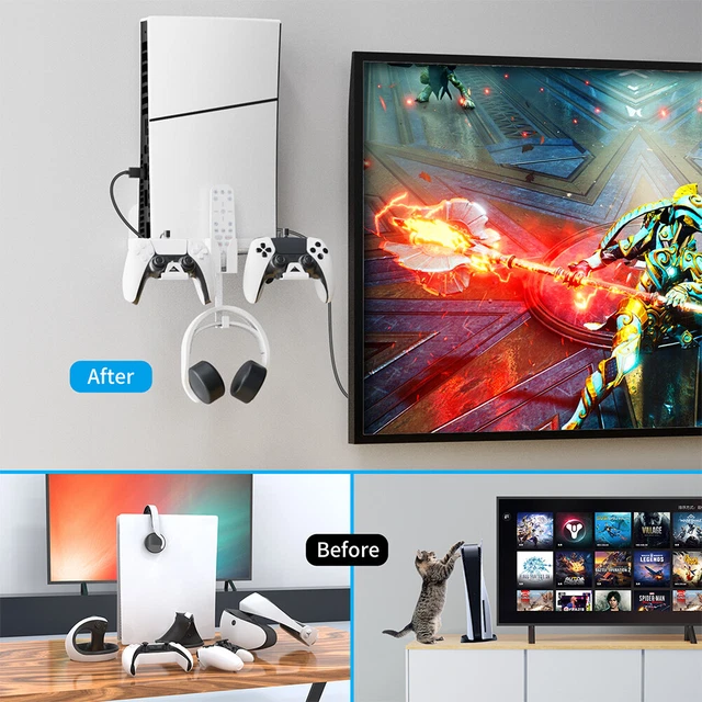 WALL MOUNT FLOATING Shelves Stable for PS5 Slim Game Console/Headset