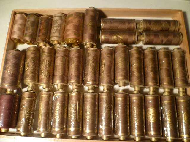 Stock 34 Spole Filo Da Cucire Cotone Tre Stelle N° 50 Beige Marrone Leggi Info