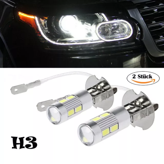 2Stk H3 LED Birne Auto Scheinwerfer Lampe 12V 6000K Nebelscheinwerfer Weiß