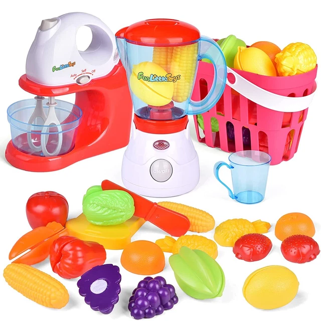 Kids Play Kitchen, Pretend Play Set With Mixer, Blender, Play Foods And Play K