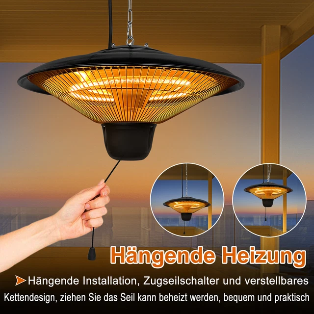 Deckenheizstrahler Heizpilz 1500W Heizstrahler Infrarot Heizgerät Terrassen NEU 3