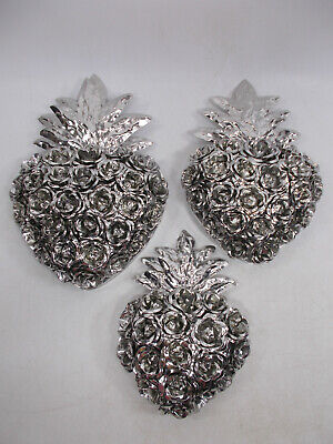 Set of 3 HEARTS OF ROSES punched tin handmade home decor Mexican folk art