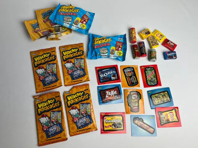 Wacky Packages Erasers & 2015 Cards LOT - Mix of Sealed & Open