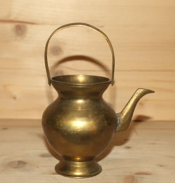 Vintage hand made small brass pitcher jug with spout
