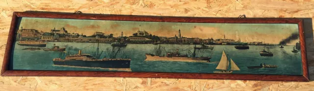 Antik Hamburg Hafen Panorama Bild Litho um 1900 Tolle Deko 2