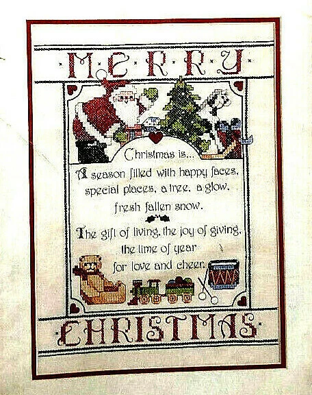 Kit de punto de cruz estampado The Spirit of Christmas sellado 1989 dimensiones 8369 difícil de encontrar