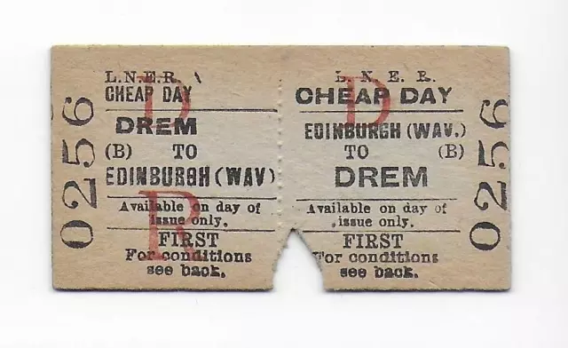 Railway Ticket LNER Edinburgh (Waverley) to Drem 1st Cheap Day Return Edmondson