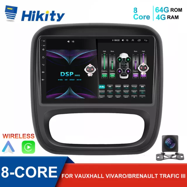 4+64GB Carplay Stereo Radio For Vauxhall Vivaro B Renault Trafic III GPS Navi AM