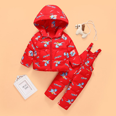 Set da sci Casual bambini neonati con cappuccio e neve cartoni animati giacche + tutina 3
