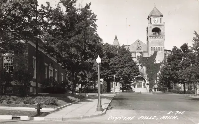 Crystal Falls Michigan MI Vintage RPPC Postcard LP15
