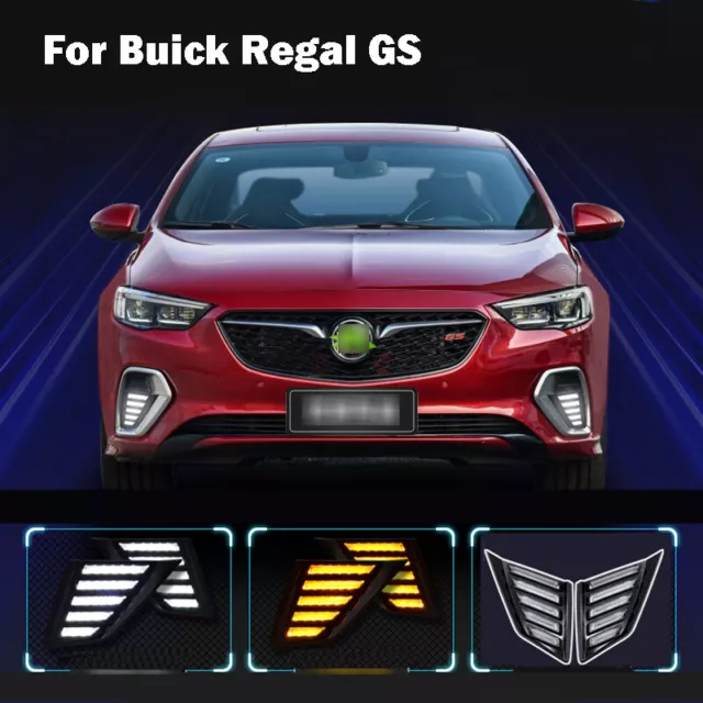 For Buick Regal 2017-2018 Car LED Daytime Running Light White+Yellow Drive Lamp