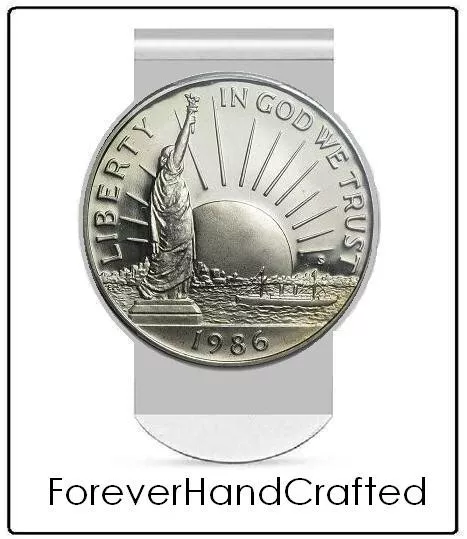 ForeverHandCrafted STATUE OF LIBERTY Money Clip - authentic us half dollar coin