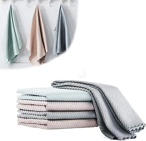 Fish Scale Cleaning Cloth Nano Streak Free Miracle Cleaning Cloths Micro Fibe...