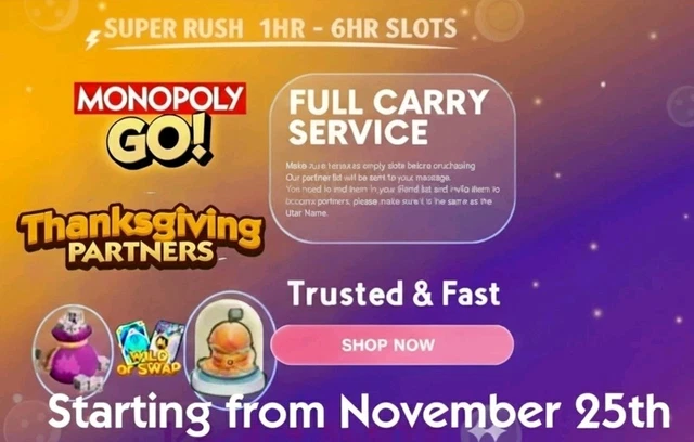 THANKSGIVING PARTNERS EVENT MONOPOLY_GO - (80k Full Carry - Foto 10