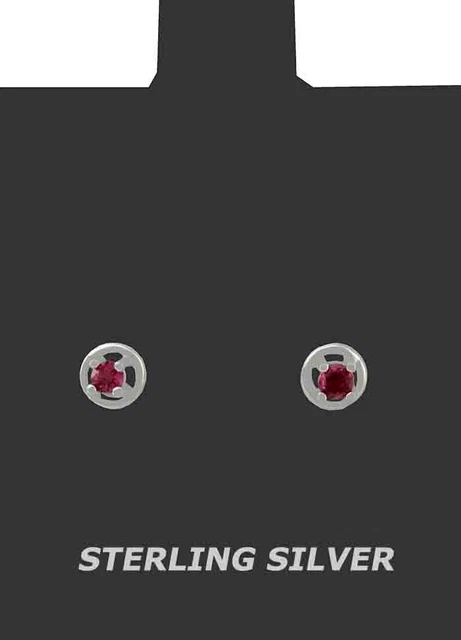 GENUINE RUBIES STUD EARRINGS .925 Sterling Silver  - NEW WITH TAG - Made in USA
