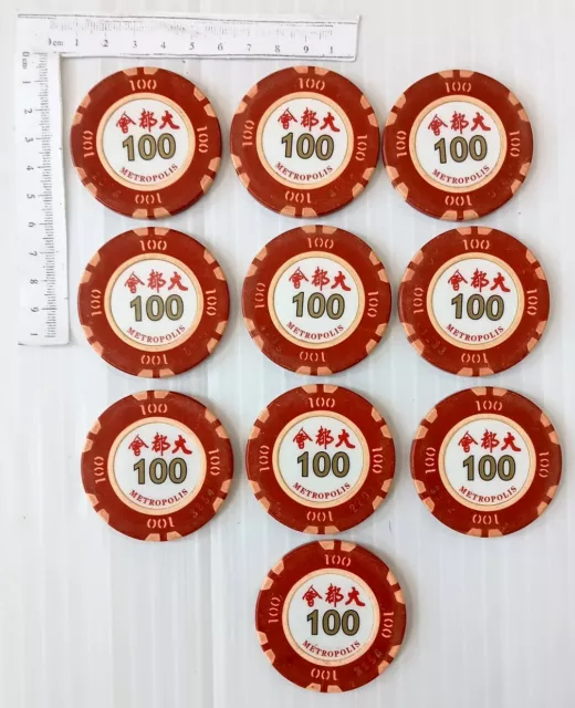 AOP China Gambling Ship METROPOLIS $100 Casino Chips x 10