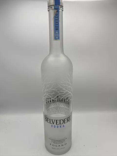 BELVEDERE VODKA SLEEK RED 6th EDITION Empty Bottle and 2 Jiggers