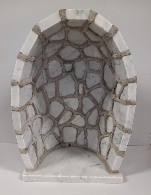 Grotte Marbre Gris Poli 37x26 Cm – Support Statue Artisanale Made In Italy – Extérieur OK