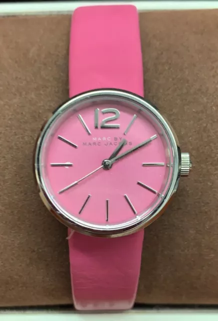 Marc Jacobs MBM1369 Peggy Pink Dial Pink Leather Strap Women's Watch