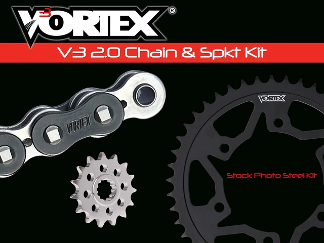 V3 Chain & Sprocket Kit Black SX Chain 525 15/45 Hardcoat Aluminum Vortex CK3384