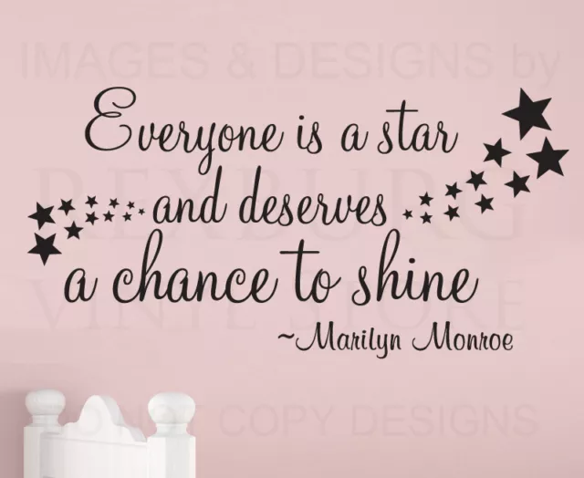 Wall Sticker Decal Quote Vinyl Lettering Marilyn Monroe Everyone's a Star I89