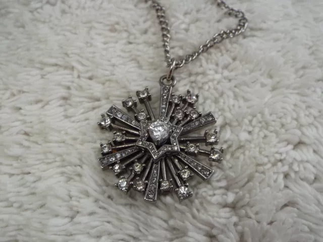 JUICY COUTURE Silvertone Rhinestone Snowflake Pendant Necklace (B26)