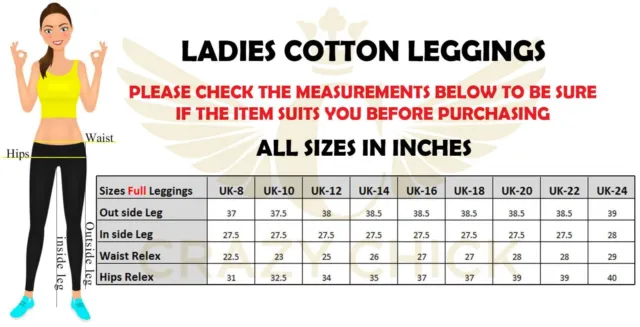 Adult Women Full Length Cotton Leggings Ladies New Style Leggings All Sizes