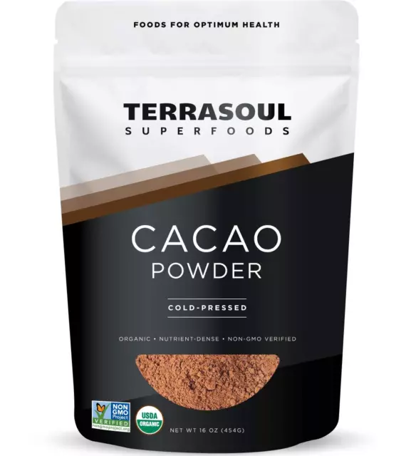 Raw Organic Cacao Powder, 16 Oz, Rich Chocolate Goodness for Baking, Smoothies,