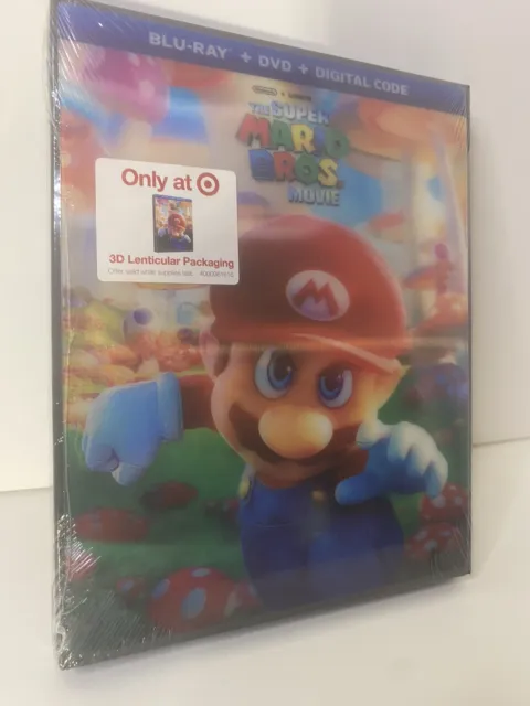 The Super Mario Brothers Movie Target Blu-ray + DVD w Lenticular Slip