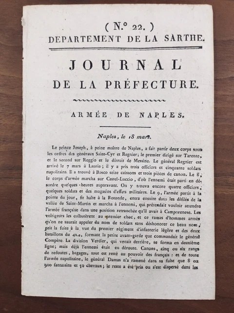 Armée de Naples 1806 Reynier Prince Joseph Napoléon Napoli Saint Cyr Sarthe