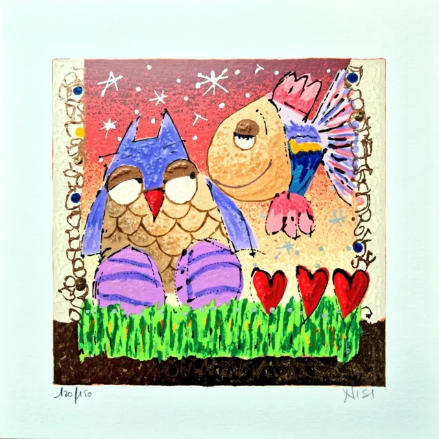 Leo Nisi - Serigrafia materica con foglia oro, numerata e firmata