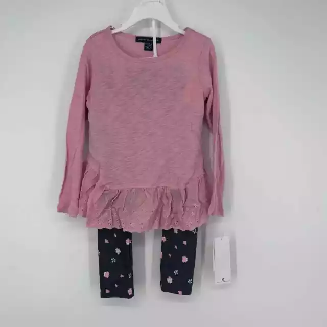 French Connection Little Girls 2Pc Eyelet Top & Floral Print Legging Set Size 4 2