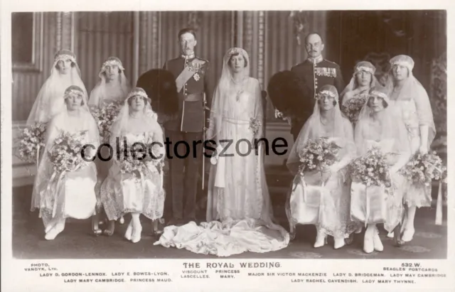 1922 Royal wedding Viscount Lascelles-Princess Mary Real photo Postcard  beagles