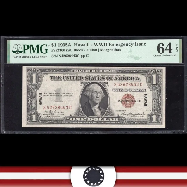 1935-A $1 HAWAII Silver Certificate PMG 64 EPQ Fr 2300 S54767814C