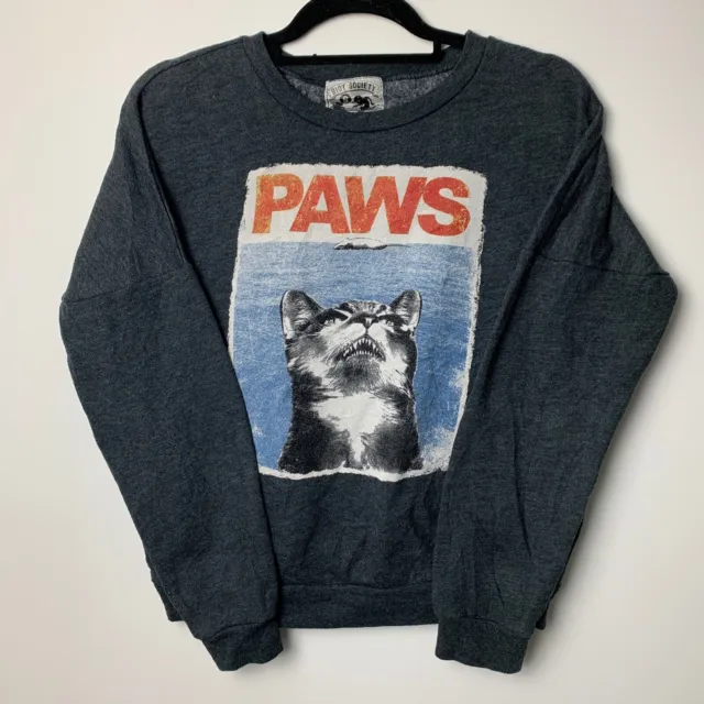 Riot Society Paws Cat Kitten Jaws Graphic Print Sweatshirt Sweater Size Men's S