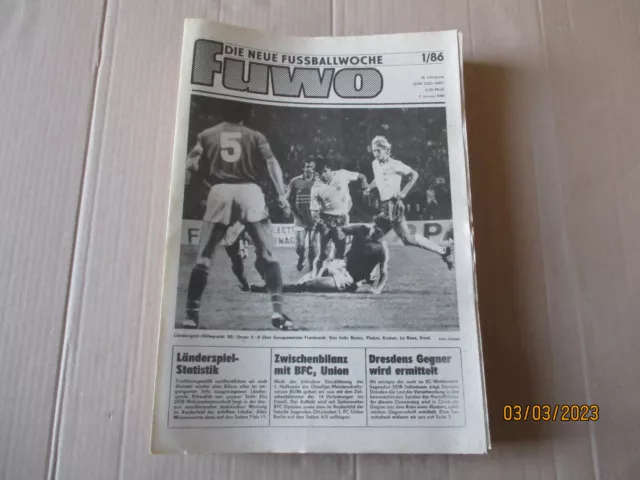 DDR Fußball Zeitschrift  " FUWO "  Jahrgang 1986  ( vollständig )  siehe Fotos