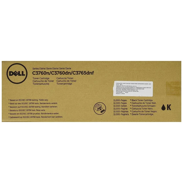 Dell W8D60 Toner Cartridge C3760N/C3760DN/C3765DNF Color Laser Printer, Black,