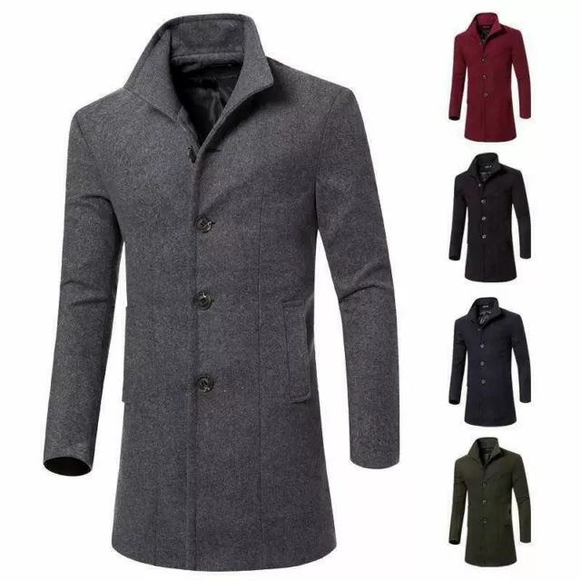Outwear Mens Winter Trench Coat Double Warm Long Jacket Breasted Formal Overcoat