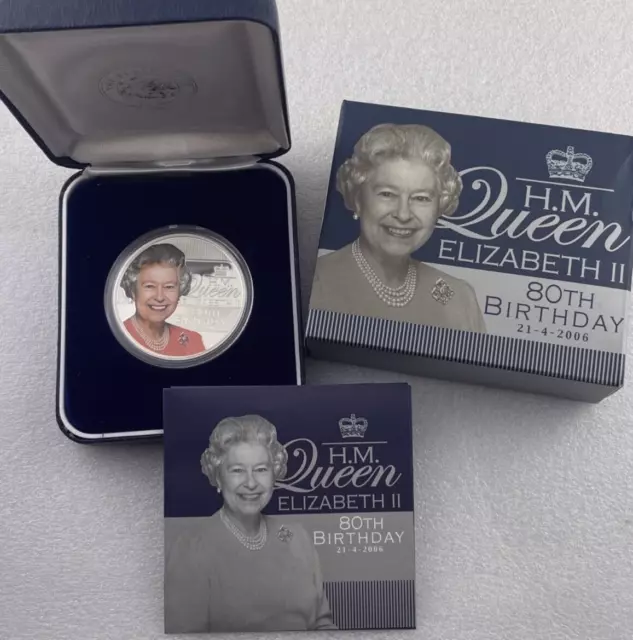 2006 Australia Queen Elizabeth 80th Birthday 1oz 999 Coloured Silver- Perth Mint