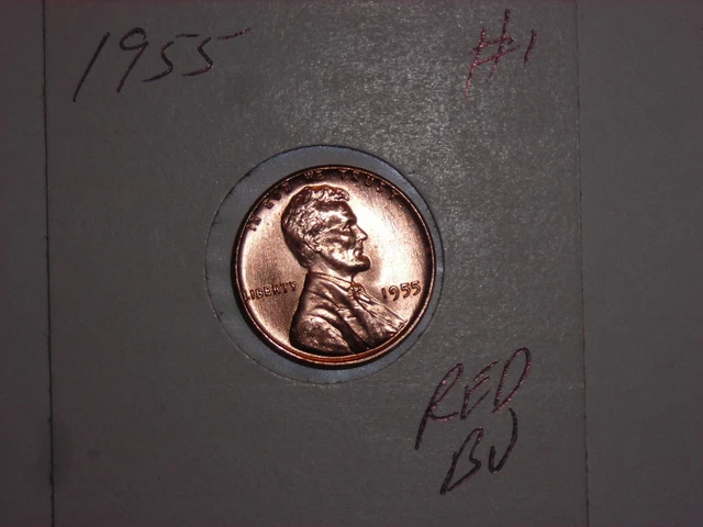 wheat penny 1955 NICE RED BU 1955-P LOT #1 LINCOLN CENT RED UNC LUSTER