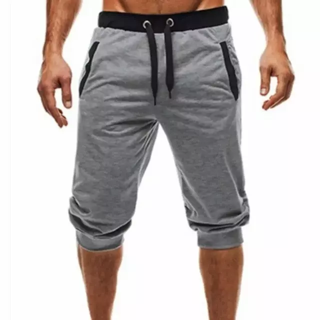 Mens 3/4 Capri Jogger Sports Shorts Gym Sport Casual Harem Pants Long Trousers.