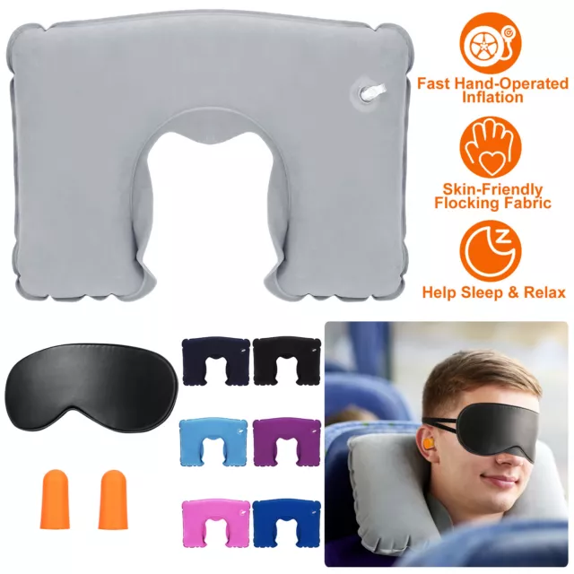 U-Shape Pillow Inflatable Travel Pillow Flights Car Head Rest Office Nap Pillow