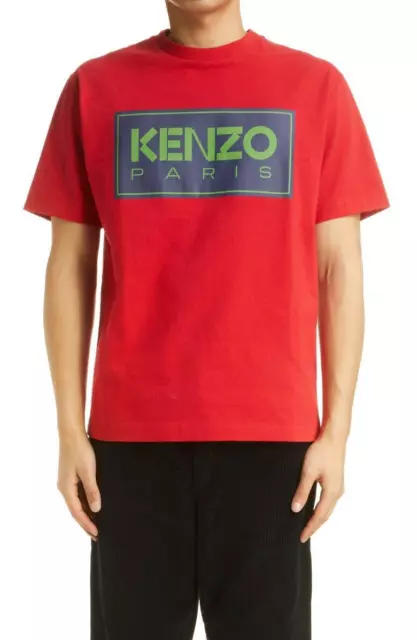 KENZO Paris Men's Paris Classic  Logo Graphic Crewneck T-shirt Red Size Small S