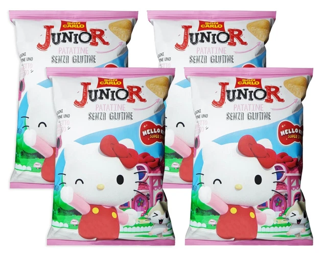 4X San Carlo Patatine Junior Hello Kitty Snack Senza Glutine con Sorpresa 30g