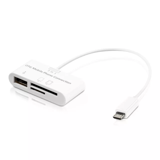 Adaptador OTG 3en1 para tablet y móvil para tarjeta SD microSD con puerto USB